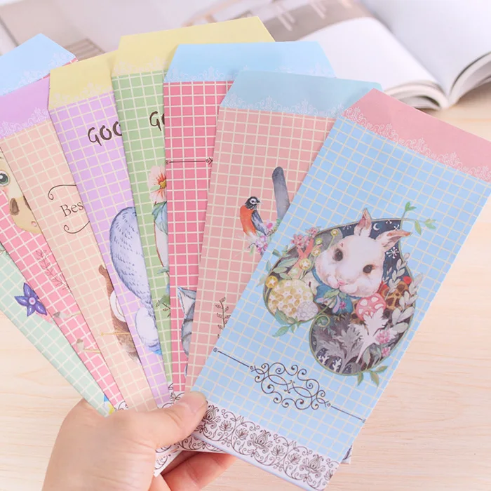 

10pcs mixed desgin New Cute Cartoon Kawaii Paper Animal floral envelope random send For Card Scrapbooking Gift korean papelaria