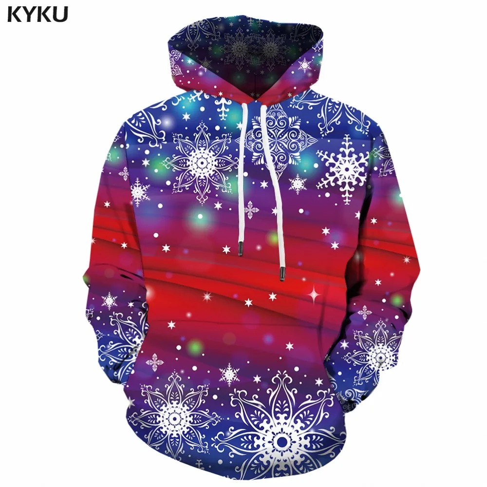 

KYKU Christmas Hoodies Women Harajuku Casual Sweatshirts Snowflake Ladies Hoody Space Japanese Xmas Woman Clothes Female