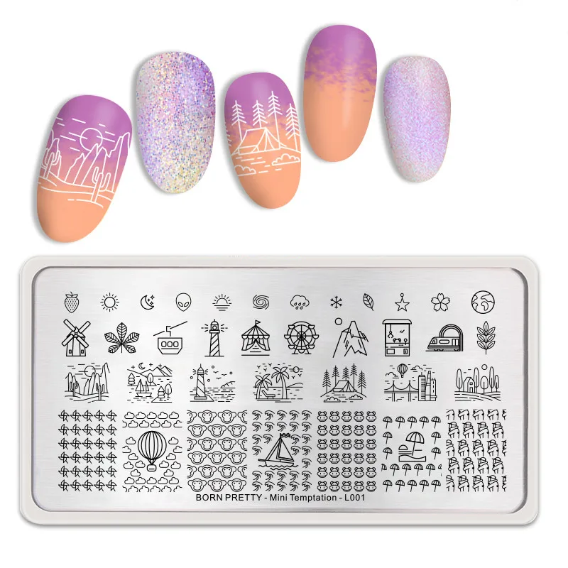 

BORN PRETTY Rectangle Nail Stamping Plate Strawberry Tree Leaf Pattern Image Stainless Steel Nail Template Nail Art Design Tool