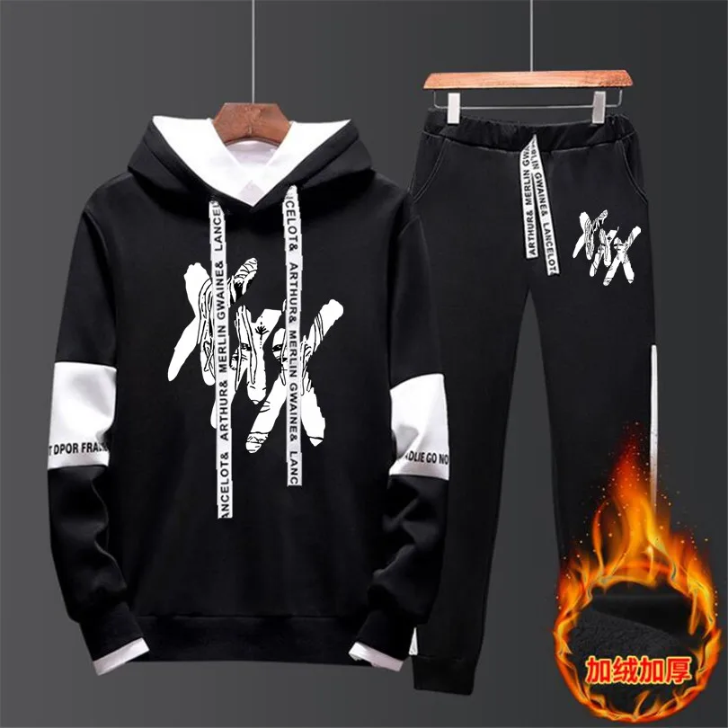 

2019 Autumn/Winter XXXTentacion Revenge Kill Hip Hop Hoodies Sweatshirts And Sweatpants Men Two Piece Set Hooded Suit Velvet