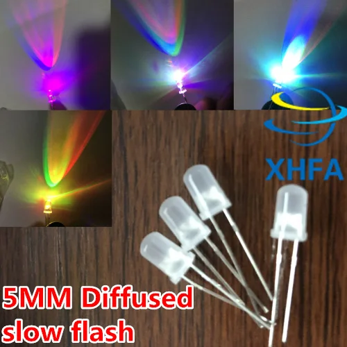 100 шт. 5 мм Рассеянный RGB Радуга медленно мигающий красный зеленый синий светодиод