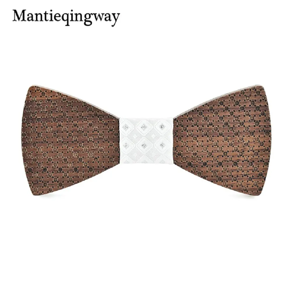 Mantieqingway дерево Галстуки для мужские брак дерево с бантом Свадебная вечеринка рубашка Bowknots дерево Gravatas тонкий сплошной Цвет галстук - Цвет: 035