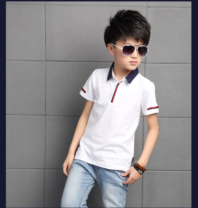 Fshion Child Big Boys Polo Shirt Kids Cotton Shirts Children Tops Clothing Short Sleeve Boys Tops 6 7 8 9 11 13 14 Years 2017 Summer Clothing (7)