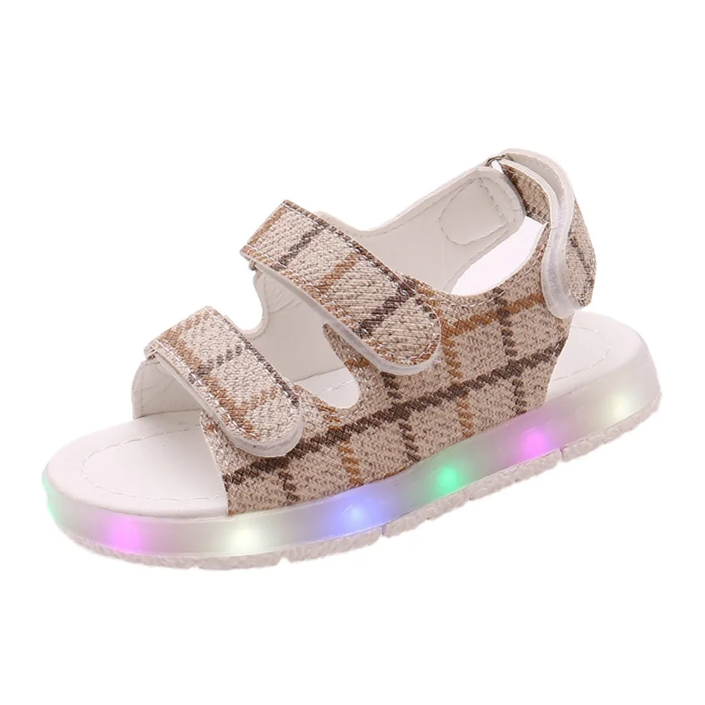

Summer Toddler Kids Sport Boys Girls Baby Sandals LED Luminous Shoes Sneakers Casual Comfortable Gingham Hook Loop shoe May 16