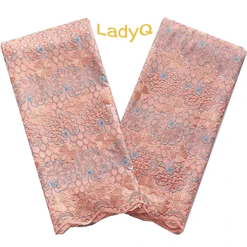 

Peach African Swiss Voile Lace Fabric 2019 African Dry Voile Lace Fabric with Stones Orange Green High Quality Nigerian Women