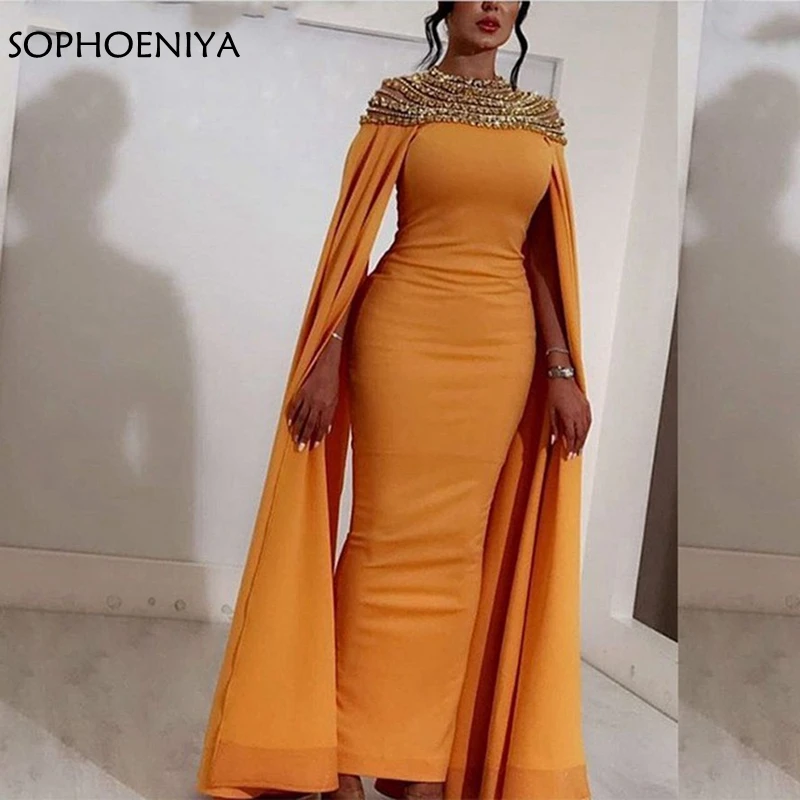 New-Arrival-Long-evening-gown-Yellow-Satin-High-Neck-Crystals-Abendkleider-Dubai-Arabic-Women-Evening-Dresses (1)