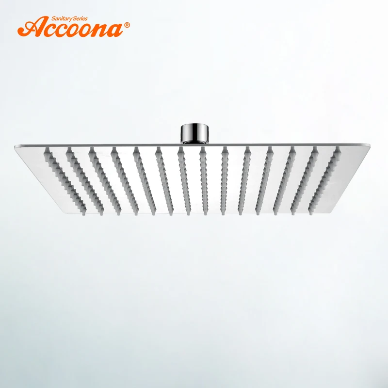 

Accoona Shower Head Polished Chrome Top Square Ultrathin Rainfall Single Head Rotatable Rainfall Shower Heads A355-1