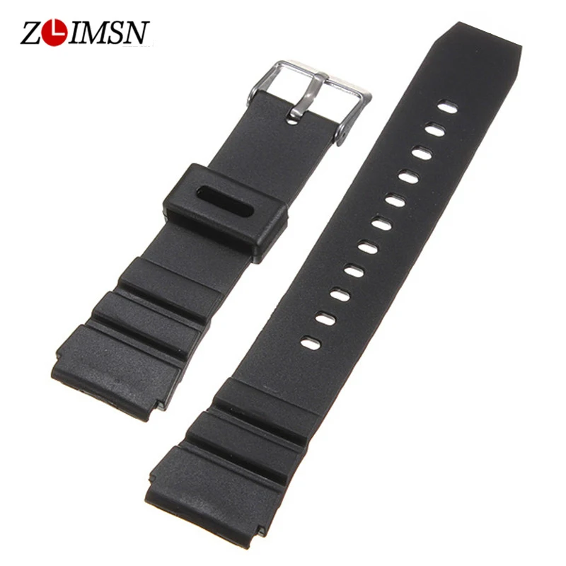 ZLIMSN Schwarz Uhrenarmbänder Weiche Silikon Kautschukband Uhr Military Schweißband 18mm 20mm 22mm Edelstahl Schnalle