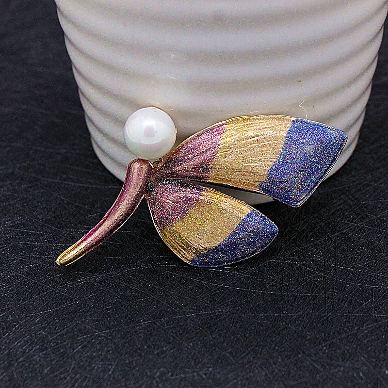 

OneckOha New Design Freshwater Pearls Enamel Butterfly Brooch For women Bag Hat Accessories Corsage