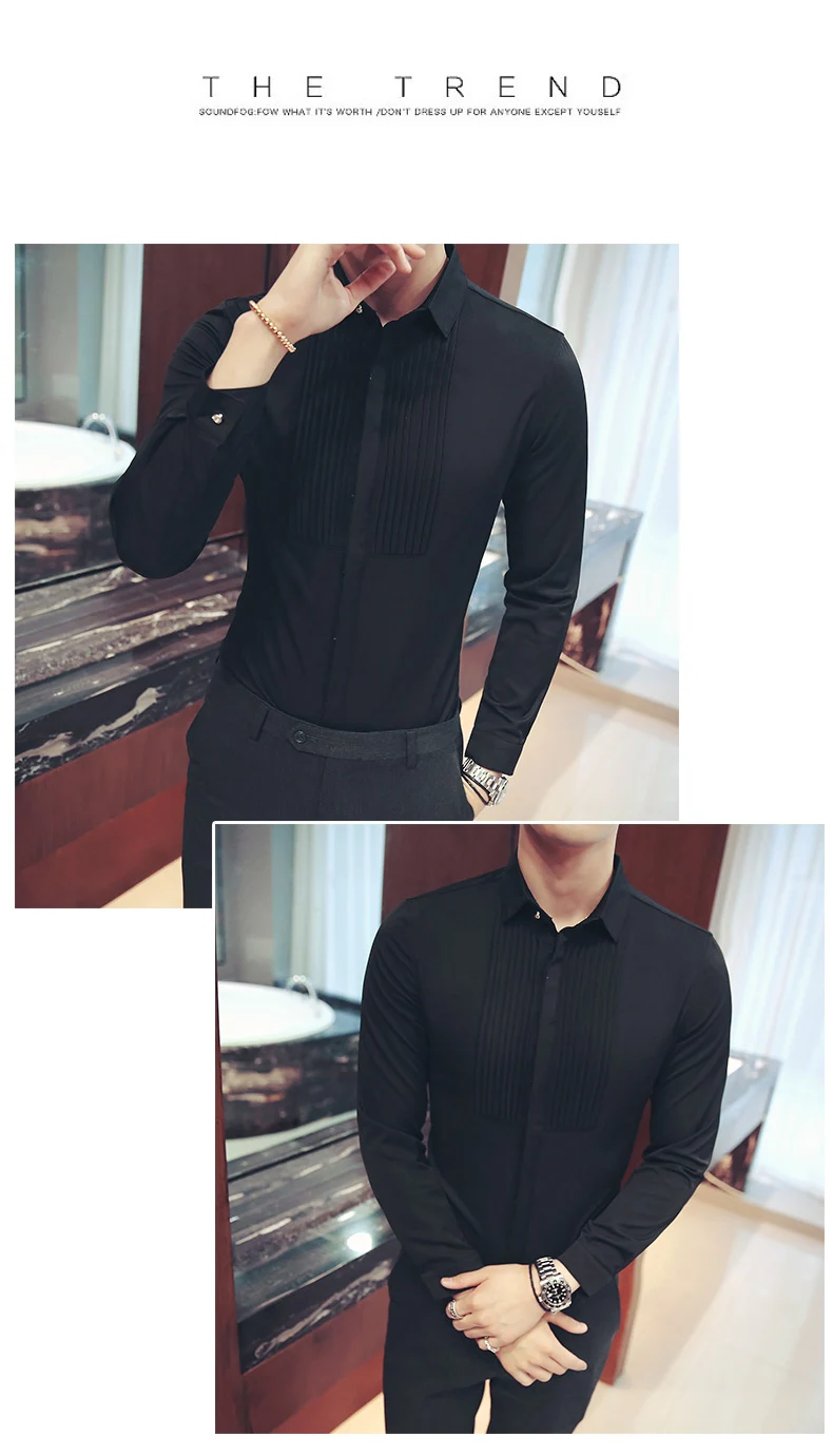 Брендовая модная мужская Осенняя Высококачественная рубашка из чистого хлопка с длинным рукавом/мужская приталенная деловая рубашка с отворотом, S-5XL
