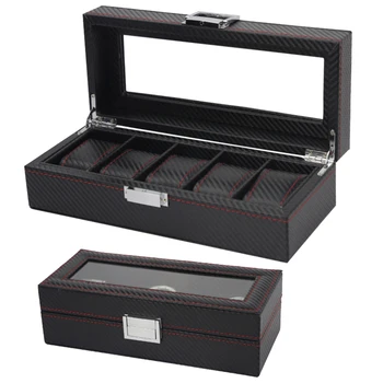 

5 Slots Handmade Carbon Fiber Watch Box Watch Case Clock Box Time Box for Watch Organizer
