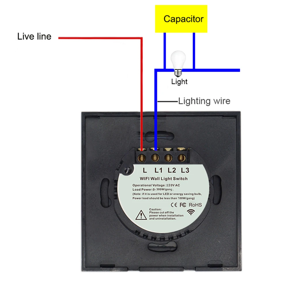  EU/UK 1/2/3 Gang eWelink Wifi Smart Wall Light Switch Touch Panel Remote Single Fire Wire No Neutra - 32961290914