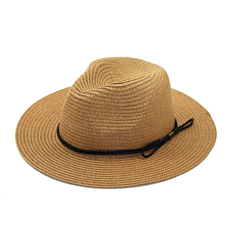 

XCZJ Summer Beach Hat Women Panama Straw Caps Wide Brim Visors Casual Hats Lady Brand Hand Made Women Sun Hats Flat Gorras H092