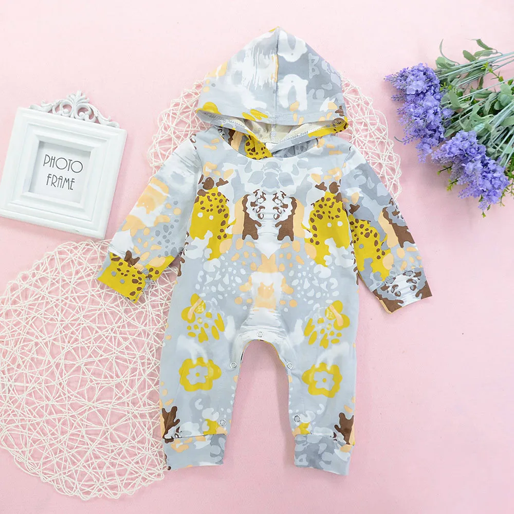 

2018 New Camouflage Spring Autumn Baby Girls Clothes Pullover Overalls Toddler Hooded Jumpsuit Romper