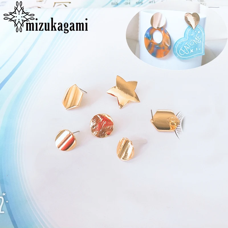

6pcs/lot Copper Retro Gold Plated Stars Round Geometric Polygon Base Earrings Connector For DIY Jewelry Earrings Accessories