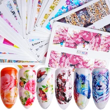 40 шт цветок ногтей слайдер искусство наклейки набор бабочка Зебра животные для обертывания переноса ногтей Клей украшения JIBN73-120
