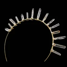 Новинка, кристальная Корона, сырые бледно-Кристальные ободки для волос, Кварцевая Тиара для женщин, натуральный камень, головной убор, свадебная корона, свадебный головной убор