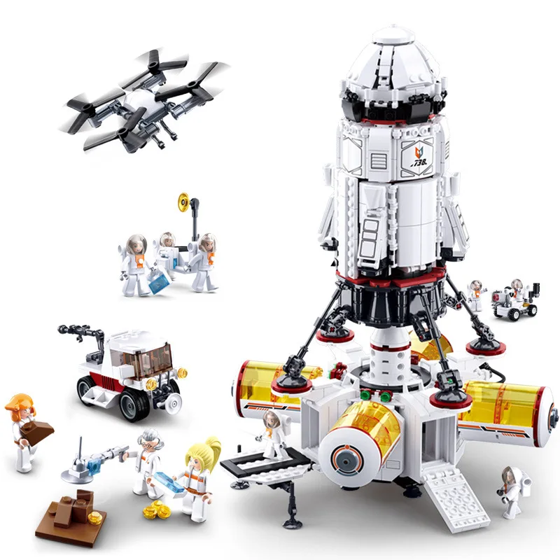 

DIY Star Rocket 0738 Space Base 0739 Assembled Building Blocks Children's Educational Toys Compatible 2 in 1