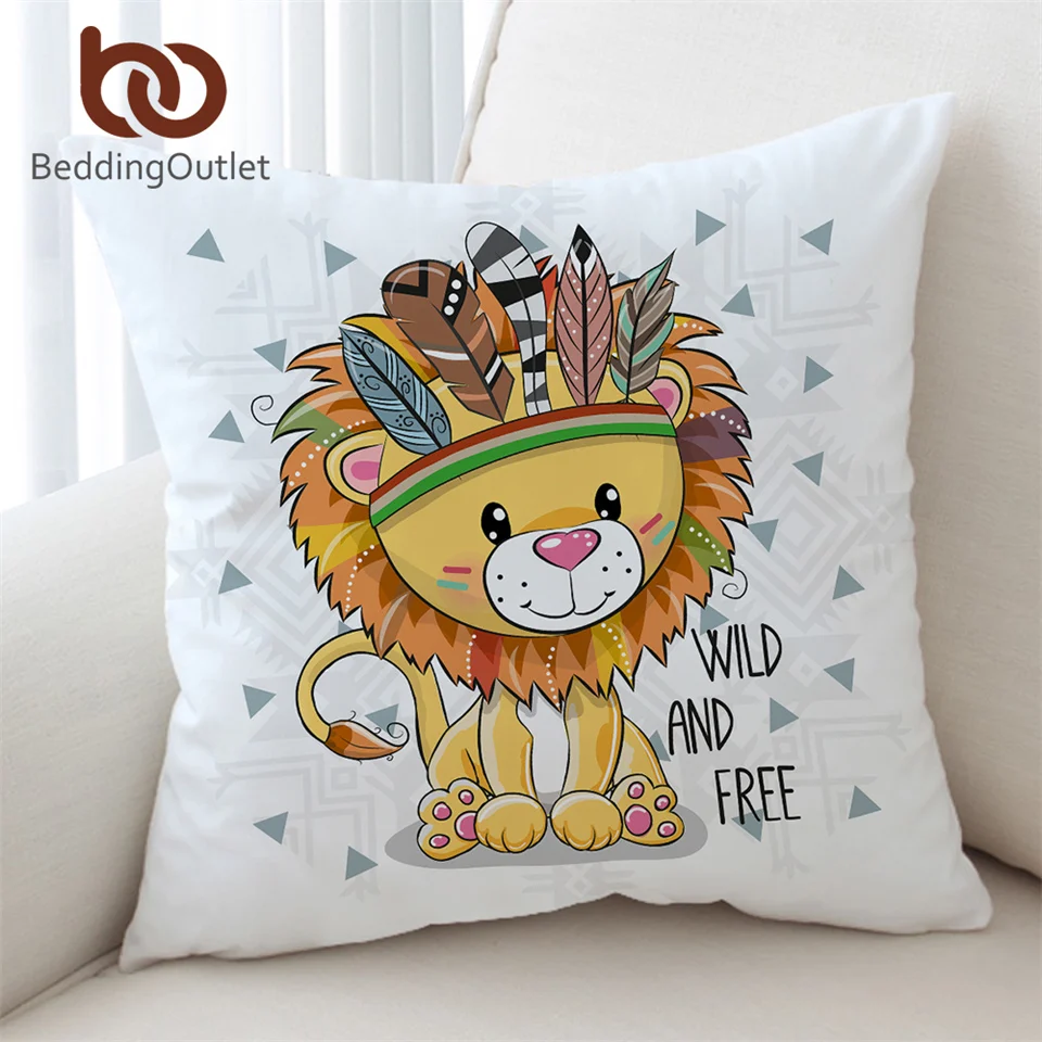 

BeddingOutlet Cartoon Animal Cushion Cover Cute Lion Owl Pug Pillow Case Feather Decorative Pillow Cover Colorful Sofa Decor