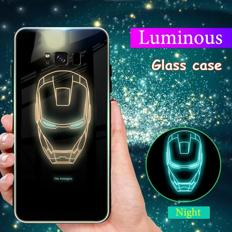 Marvel Case for Samsung Galaxy Note 9 8 S8Plus Note8 Luminous Glasses Cases Cover S9 S8 Plus Note9 Coque |
