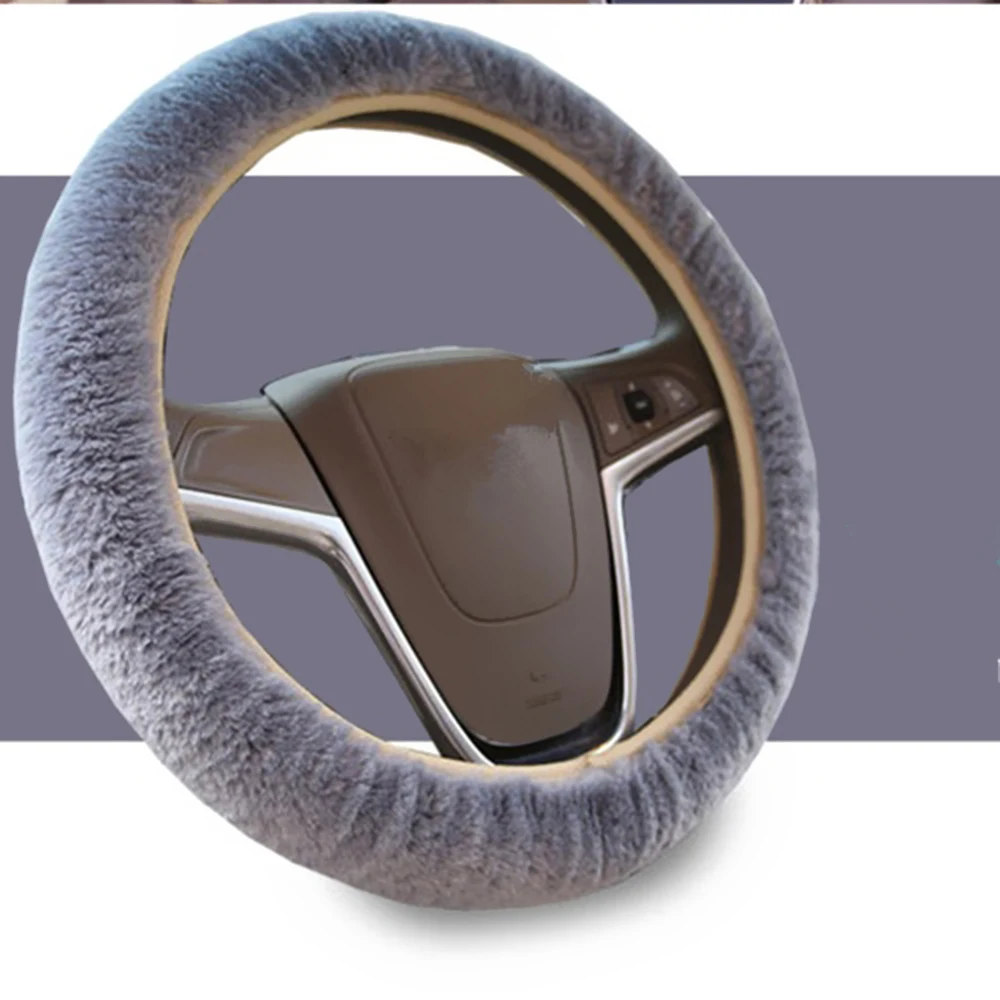 

3Pcs Car Styling Soft Short Fur Car Steering Wheel Cover High-density Warm Plush Steering Wheel Protector Cover for bmw ford vw