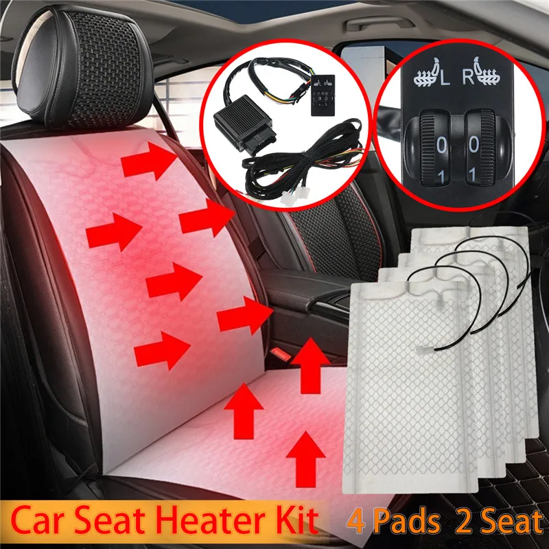 

12V 25W Car Interior Seat Heater Carbon Fiber Winter Heated Adjustable 5 level Square Switch Cushion Warmer Universal for Auto