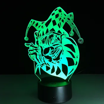 

7 Color Lamp Halloween Clown 3d Visual Led Night Lights For Kids Touch Usb Table Lampara Lampe Baby Sleeping Nightlight Lampes