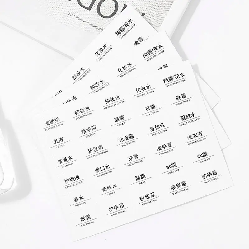 

10 Sheets Transparent Waterproof Paper Adhesive Label Stickers For Classifying Cosmetics Bottles Identification Accessory