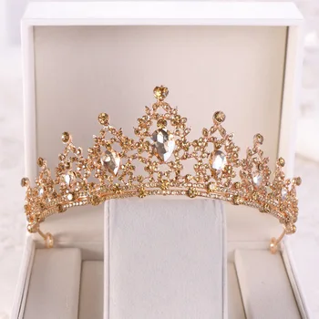 

Champagne Crystal Bridal Crowns Headband Princess Birthday Party Crown Headpiece Bride Wedding Hair Accessories Blue Silvercolor