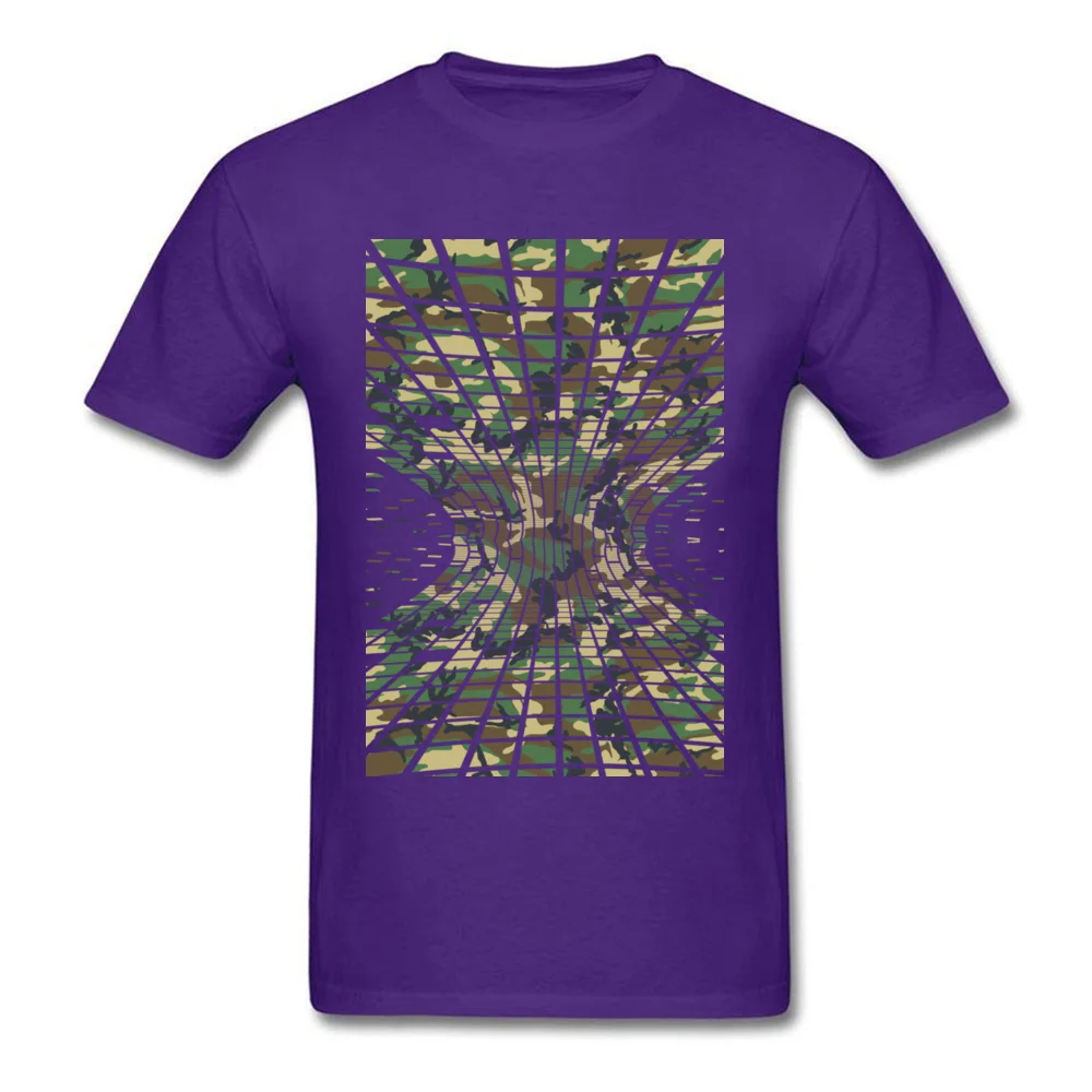 Faddish Tiled Warped Camo Birthday T-shirts Crew Neck 100% Cotton Men Tees Short Sleeve Fall Birthday Tee-Shirt Tiled Warped Camo purple