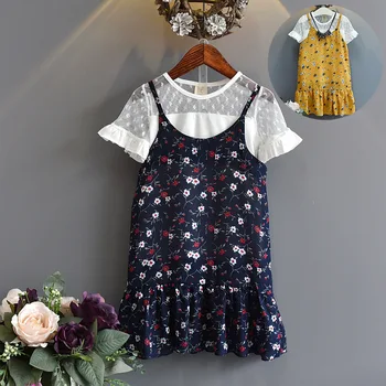 

Girls Clothing Sets 2019 Chiffion T-Shirt Floral Dress 2pcs Children Clothes Sets Kids Clothes Sweet Cute Style For 2-8years