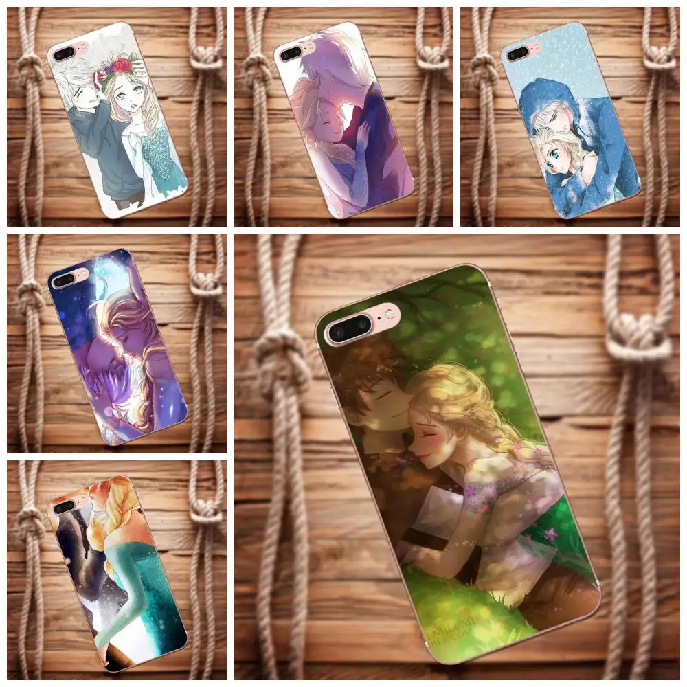 

Vvcqod Princess Elsa And Jack Frost For iPhone 4 4S 5 5C 5S SE 6 6S 7 8 Plus X For Moto G G2 G3 TPU Case Capa Cover