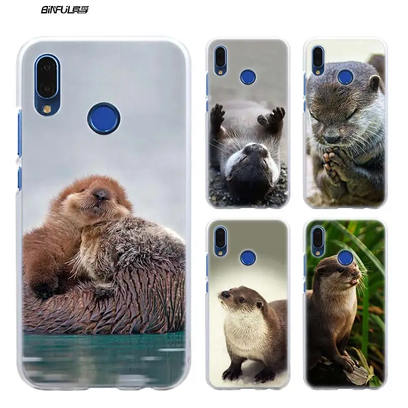 

Case for Huawei P20 P Smart 2019 Nova 4 3i P30 P10 P9 P8 lite Pro Mini 2017 Hard Clear Plastic Capa Cover Cutest baby Sea Otters