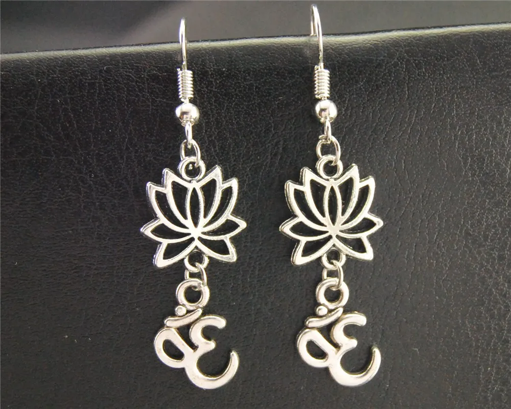 

1pair(2pcs) Earrings lotus flower OM Charm classics simpleness primary colour hand-made DIY jewelry accessory E522