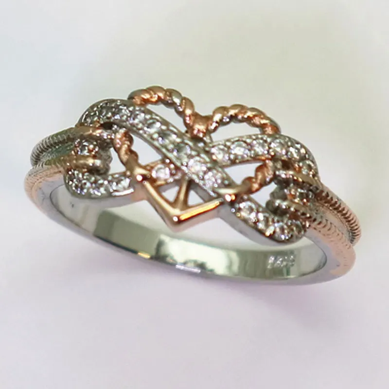 

Love Heart & 8 Shape Rings for Women Fashion AAA+ Cubic Zirconia Infinite Rings Two-tone Wedding Jewelry Ladies Gifts