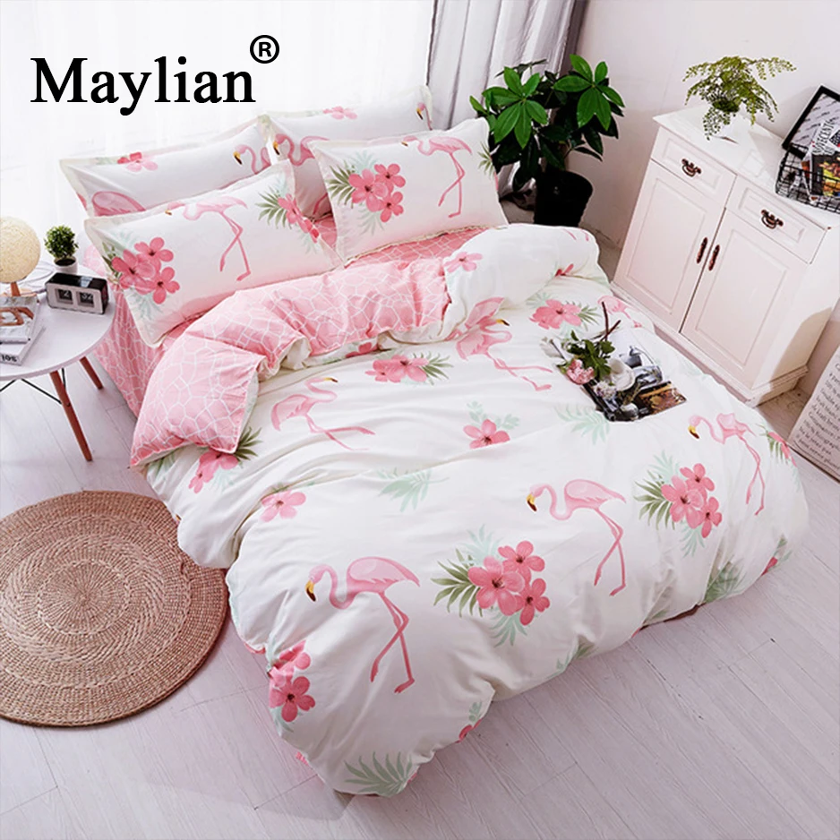 

Home Textile 4pcs Bedding Sets Duvet Cover Bed Sheet Pillow Cover Polyester Autumn Winter Warm Brand 2018 Be1025