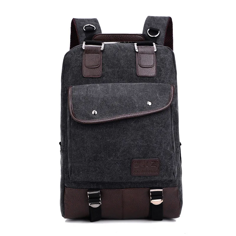 

Korean casual large-capacity solid color shoulder bag men fashion college wind canvas backpack buckets trendy travel bag