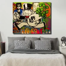 Dollar Sign Statue By ALEC Monopolies Canvas Painting Print Living Room Home Decor Modern Wall Art Oil Painting Poster Pictures