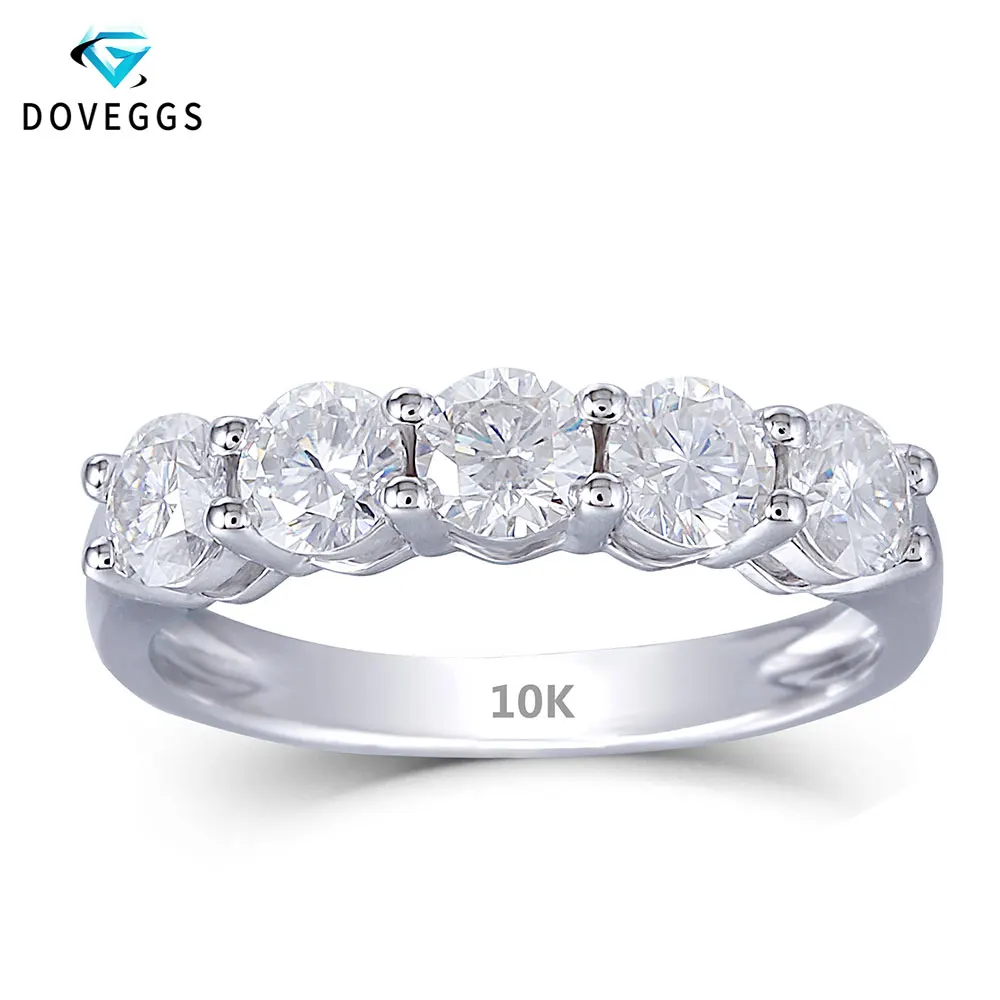 

DovEggs 10K White Gold 1.25CTW 4mm H Near Colorless Moissanite Engagement Ring Half Eternity Anniversary Wedding Band for Women