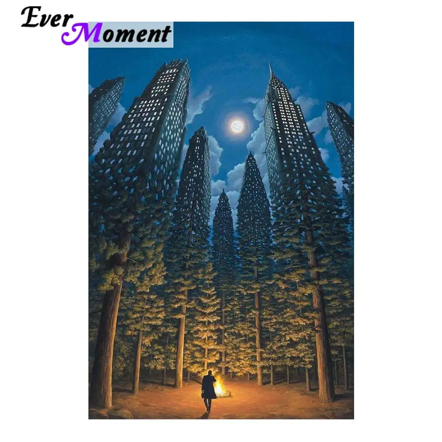 Sad Reality from Trees to Towers DIY Diamond Painting Cross Stitch Embroidery Wall Full Square Stones ASF788 | Дом и сад