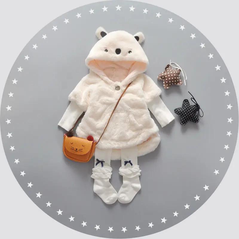 Baby Kids Winter Coat Thick Warm Bear Ear Hooded Jacket Baby Girl Winter Jacket Baby Boy Jacket Fur Coat