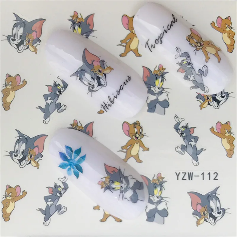 

Nail sticker art decoration cat mice mouse slider adhesive Water Transfer decals manicure lacquer art accessoires polish foil