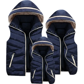 

2019 Winter Casual Matching Family Clothes For Mother Father Daughter Son Vest Thicken Solid Removable Hooded Family Waistcoat