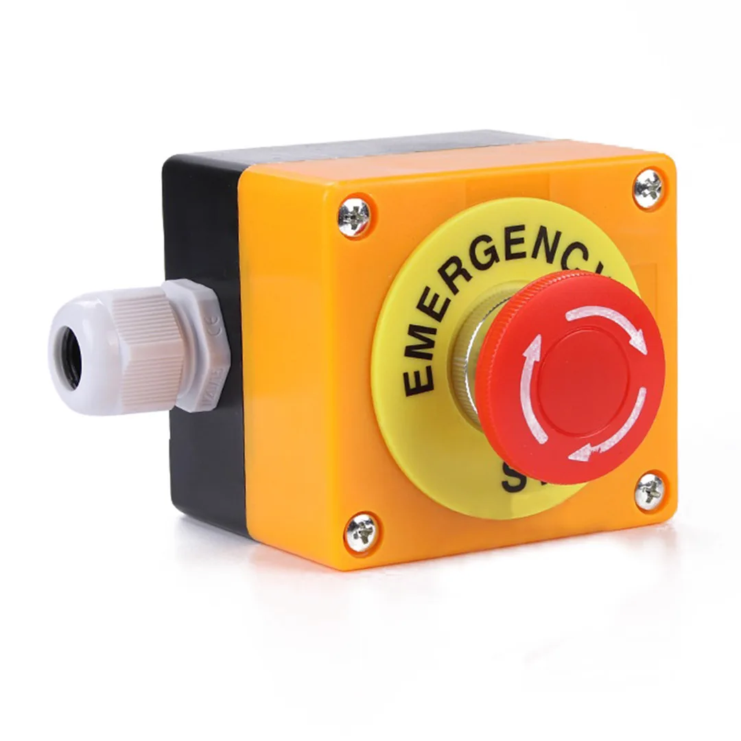 Emergency Stop Push Button Switch Red Sign Mushroom Cap Switch Waterproof Stop Push Button NO+NC AC660V/10A