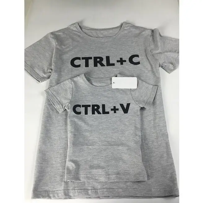 Папа и мне подходит для Отца и Сына футболки CTRL C+ CTRL V футболки с принтом близнецов Семейные наряды рубашки подходит для Отца и Сына одежда