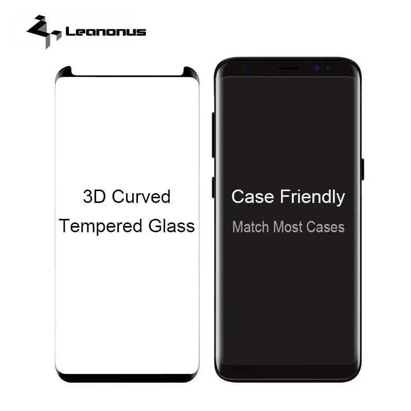

LEANONUS 3D Curved Edge Tempered Glass Screen Protector for S8 S8Plus S7Edge Not Full Cover Case Friendly Sensitive Touch Film