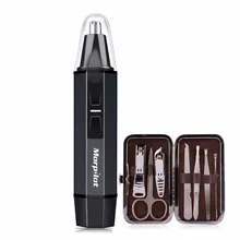 

Morpilot Electric Ear Nose Hair Trimmer Water Resistant Steel with Child Lock Switch LED light Battery-Operated + Manicure Set