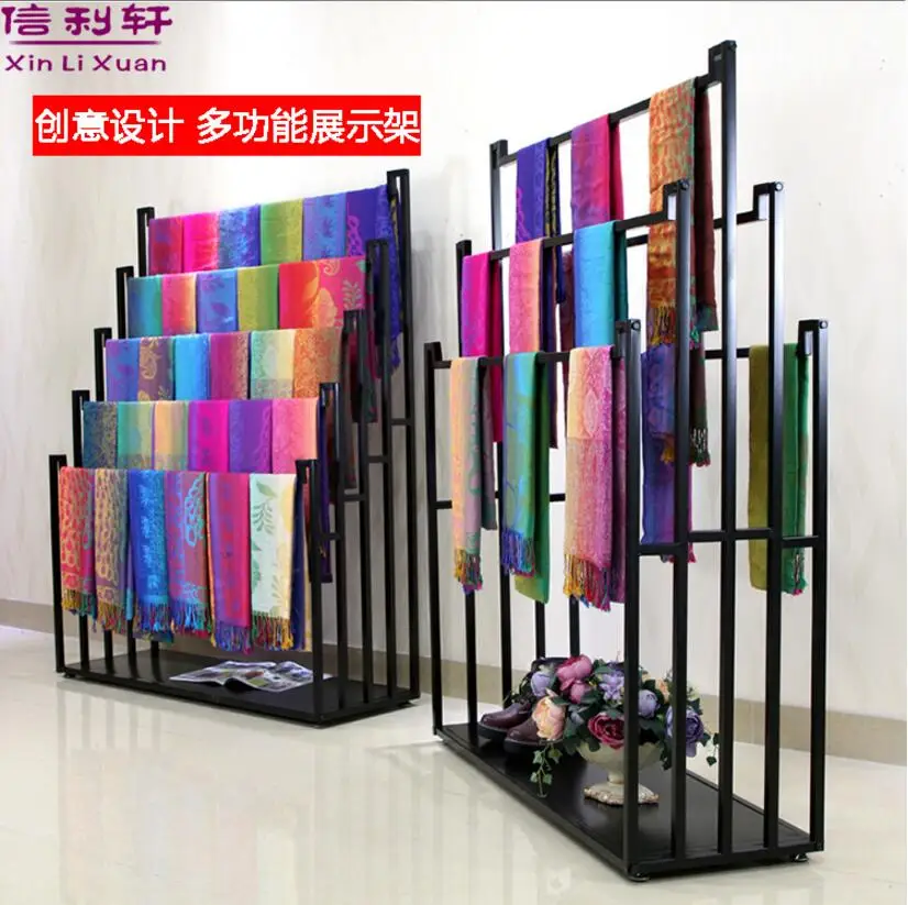 Tieyi scarf rack, floor silk scarf clothing store display rack
