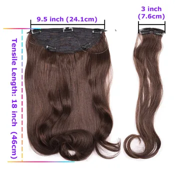 DinDong 18 inch Synthetic Flip in Hair Wavy Clip in Hair Extensions Natural Hair Pieces Real Hair Extensions with Fish Line 4