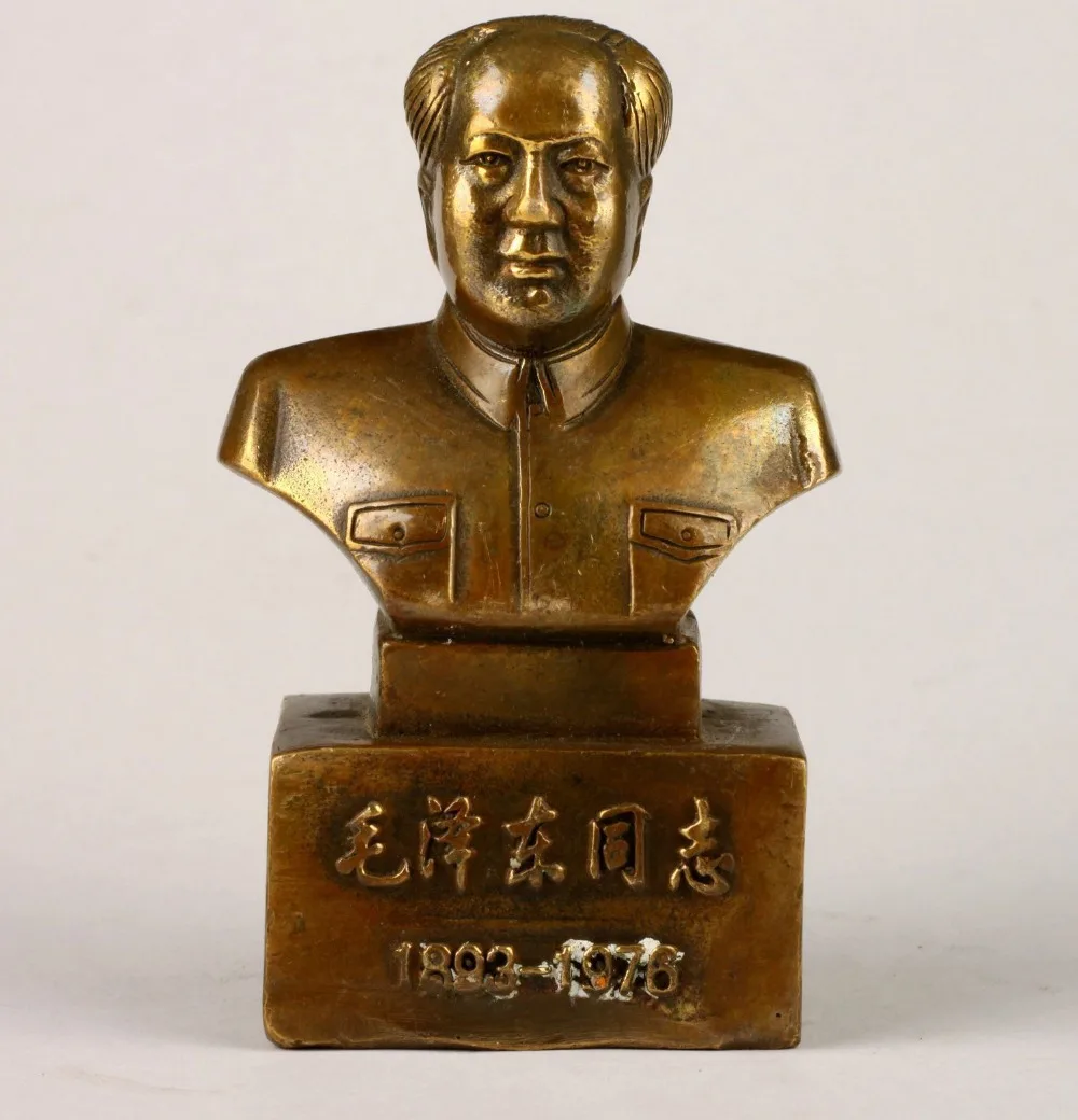 

44@g++Collection China's Greatest Leaders MAO Zedong's Vivid Brass Copper Statue